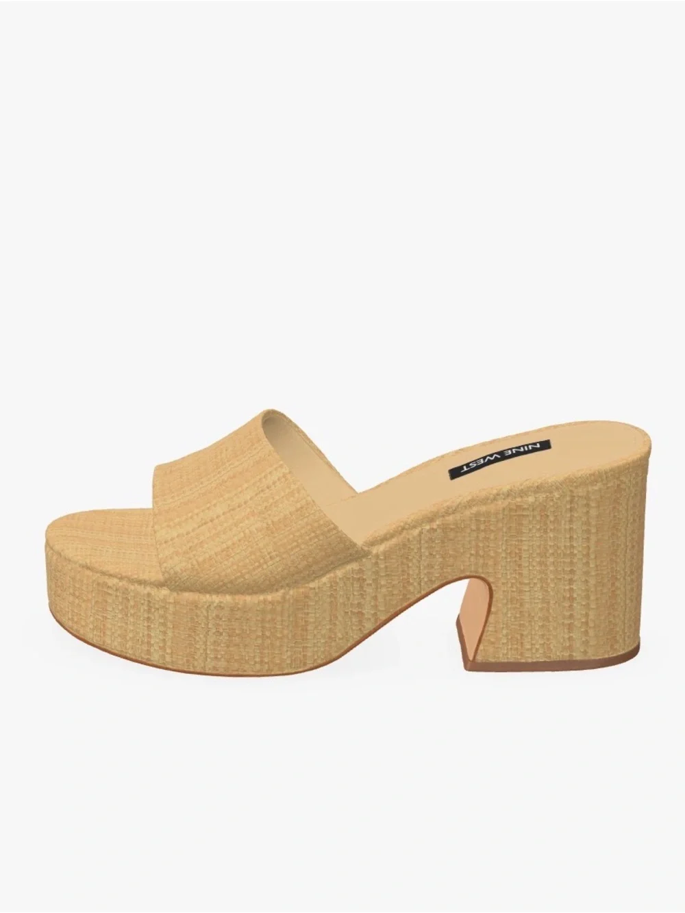 Nine West Natural Raffia Platform Slide Heels